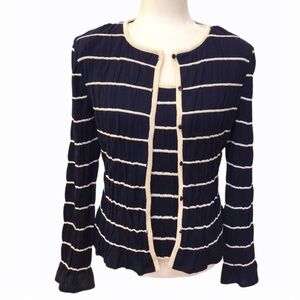 St john wool navy striped cardigan and tank top 2 piece set size P